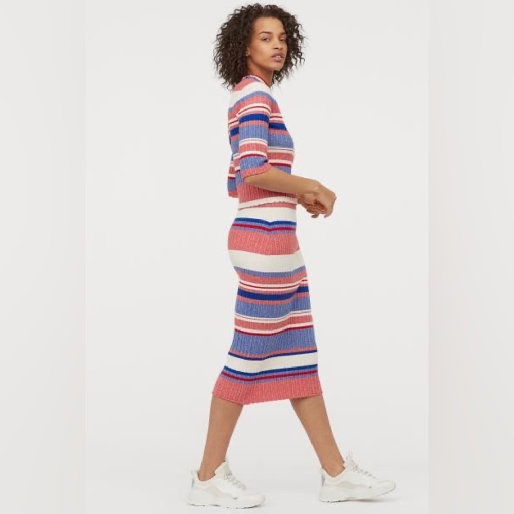 H&M Rib-knit striped skirt Sz XS